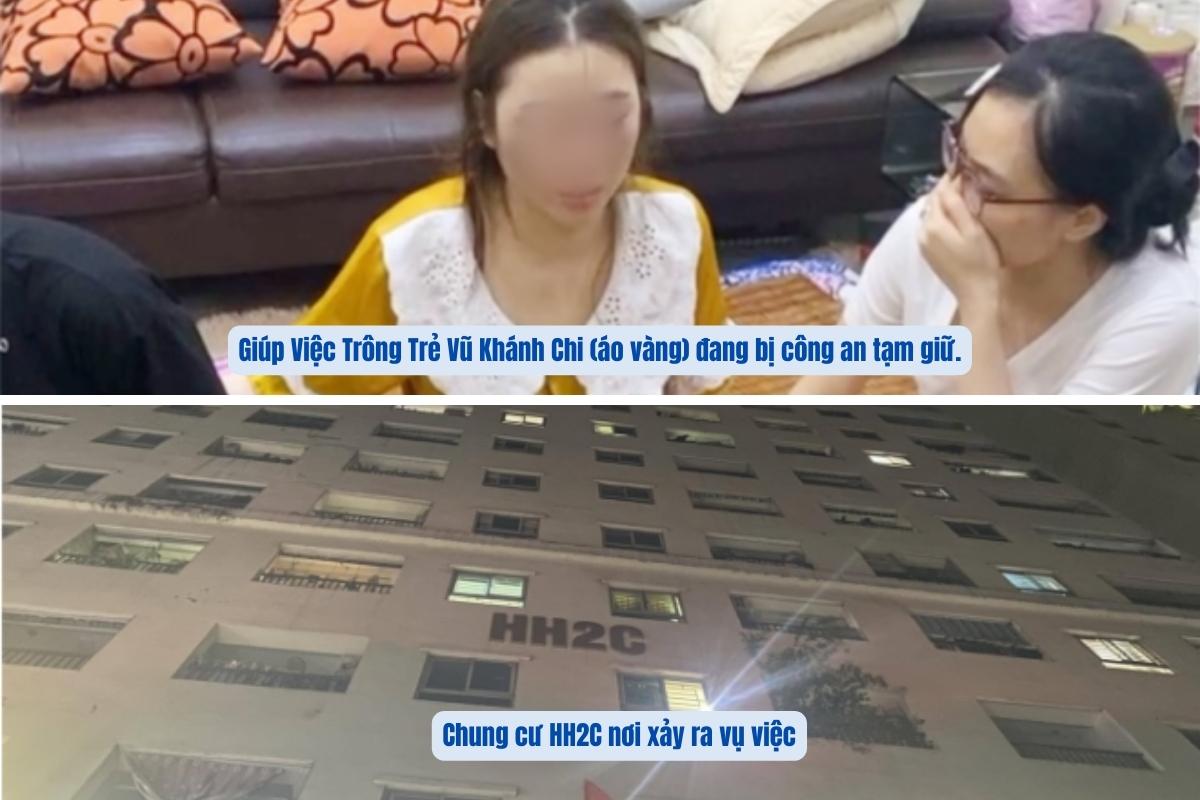 Giúp việc trông trẻ Vũ Khánh Chi bạo hành bé gái tại chung cư HH2C đang bị tạm giữ để điều tra.
